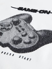 White Gamer Embroidery 100% Cotton Short Sleeve Graphic T-Shirt (3-16yrs) - Image 3 of 3