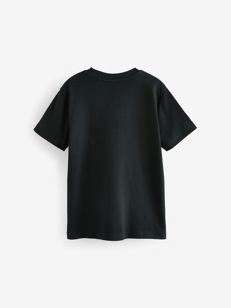 Black/White Wave Colourblock Short Sleeve 100% Cotton T-Shirt (3-16yrs) - Image 2 of 3
