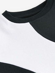 Black/White Wave Colourblock Short Sleeve 100% Cotton T-Shirt (3-16yrs) - Image 3 of 3