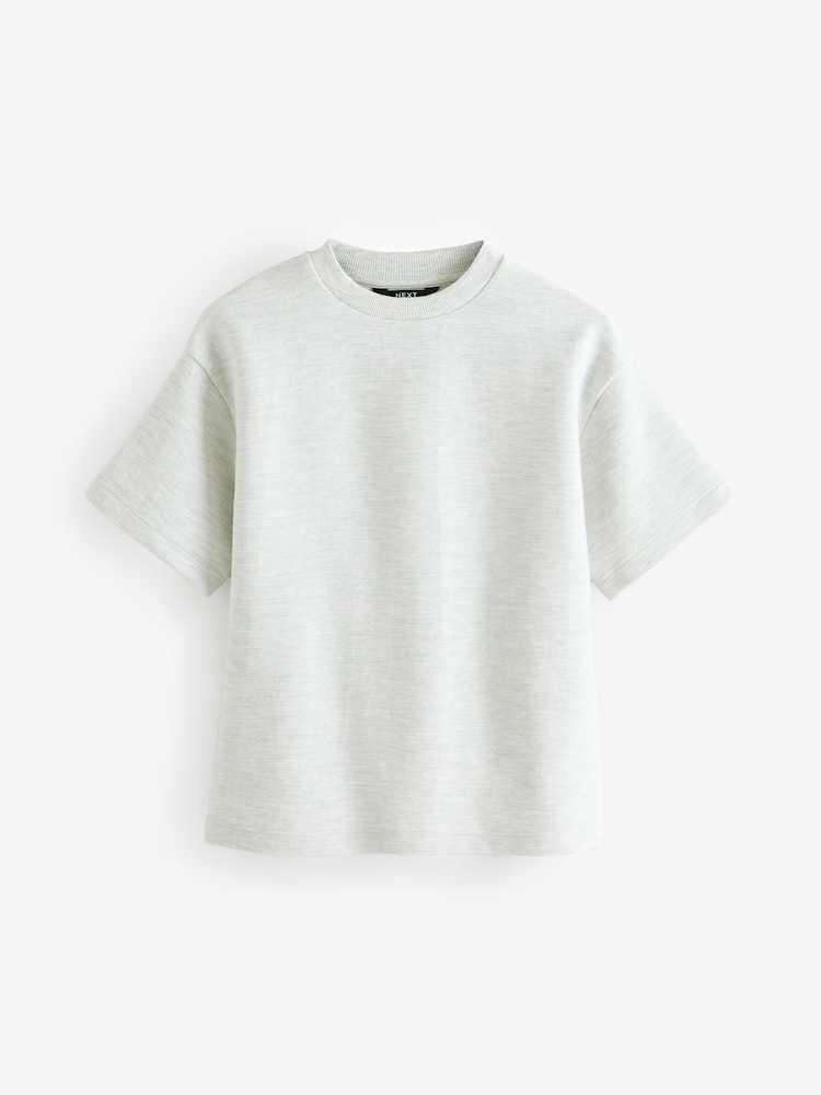 Grey Oversized Fit Short Sleeve Textured T-Shirt (3-16yrs) - Image 1 of 4