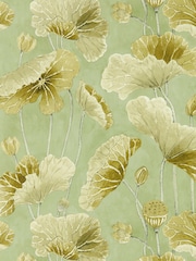 Sanderson Green Lotus Leaf 10.05M Wallpaper - Image 1 of 1