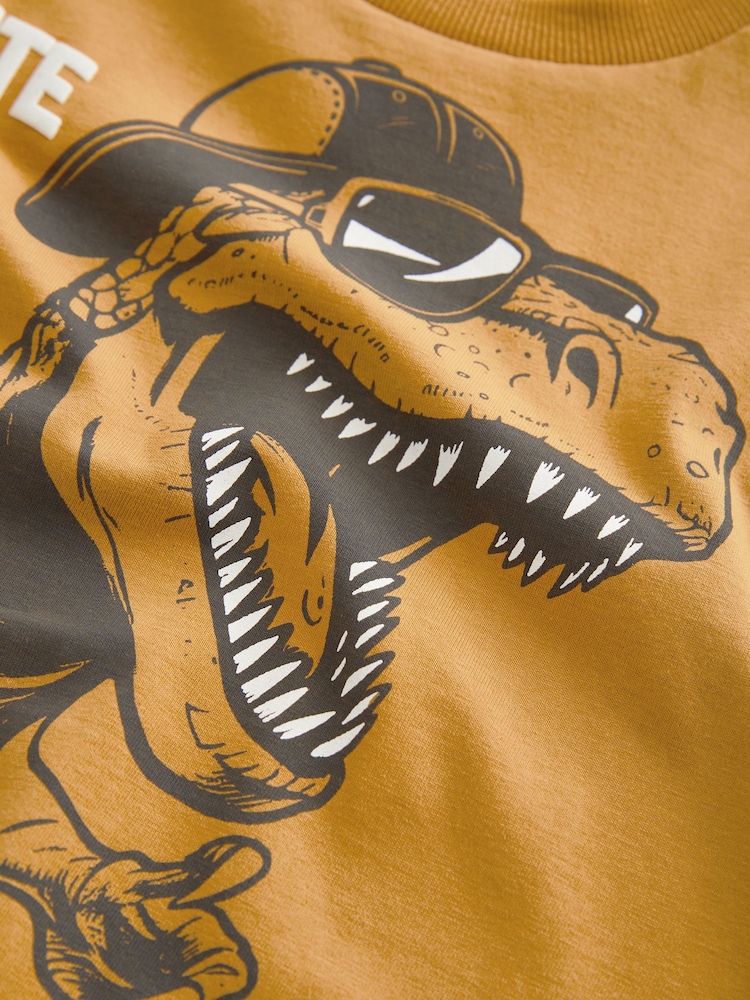 Yellow Dino 100% Cotton Short Sleeve Graphic T-Shirt (3-16yrs) - Image 3 of 3 Yellow Dino 100% Cotton Short Sleeve Graphic T-Shirt (3-16yrs) - Image 3 of 3