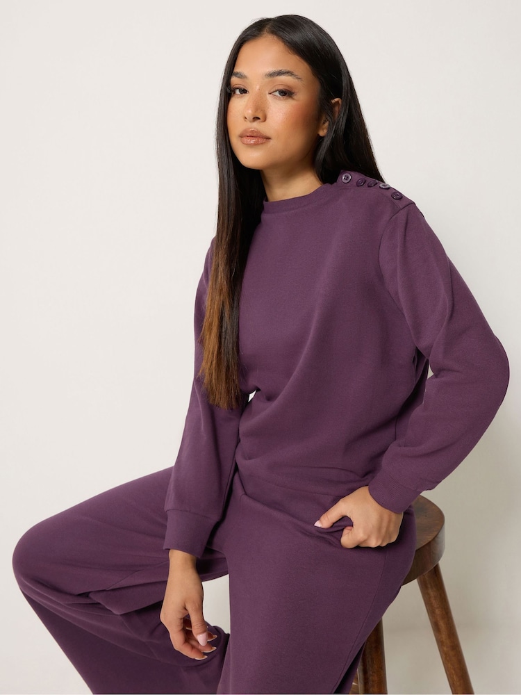 Viola - M&Co Petite Set felpa e pantaloni joggers a gamba larga - Immagine 2 di 5 Viola - M&Co Petite Set felpa e pantaloni joggers a gamba larga - Immagine 2 di 5