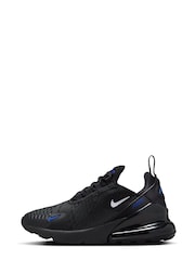 Nike Black/White/Blue Air Max 270 Trainers - Image 2 of 8