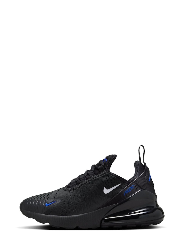 Nike Black/White/Blue Air Max 270 Trainers - Image 2 of 8