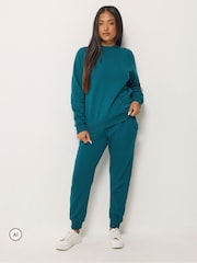 M&Co Green Petite Sweat Top & Cuffed Leg Joggers Set - Image 1 of 5