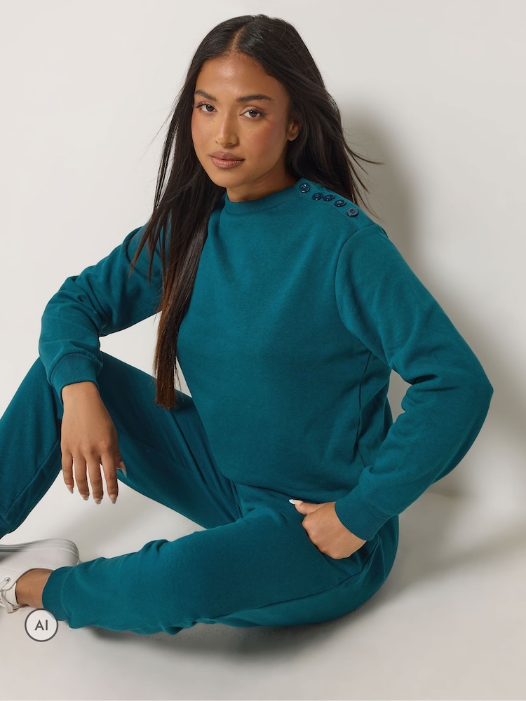 M&Co Green Petite Sweat Top & Cuffed Leg Joggers Set - Image 2 of 5 M&Co Green Petite Sweat Top & Cuffed Leg Joggers Set - Image 2 of 5