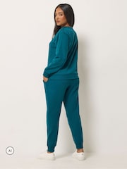 M&Co Green Petite Sweat Top & Cuffed Leg Joggers Set - Image 3 of 5