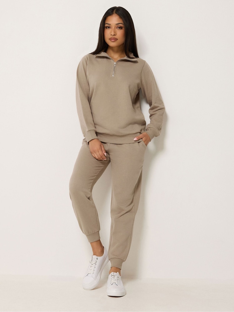 M&Co Brown Petite Sweat Top & Cuffed Leg Joggers Set - Image 1 of 5 M&Co Brown Petite Sweat Top & Cuffed Leg Joggers Set - Image 1 of 5