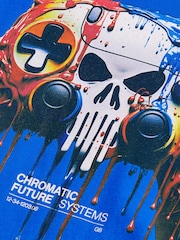 Kobaltblau mit Totenkopf- und Controller-Grafik - T-Shirt in lässiger Passform mit Grafik (3–16 Jahre) - Bild 3 von 3