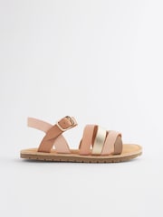 Pink Metallic Mix Leather Strappy Sandals - Image 4 of 8