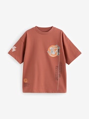 Rust Brown Skeleton Relaxed Fit Short Sleeve Graphic 100% Cotton T-Shirt (3-16yrs) - Image 1 of 3