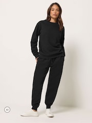 M&Co Black Petite Sweat Top & Cuffed Leg Joggers Set - Image 1 of 5