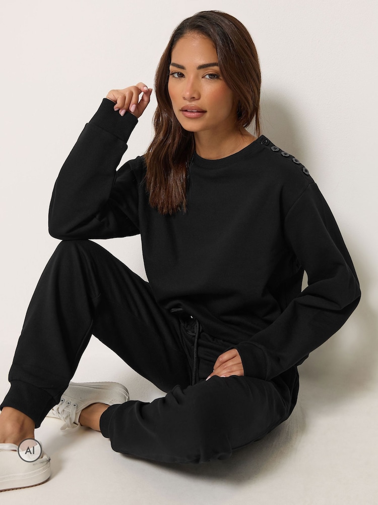 M&Co Black Petite Sweat Top & Cuffed Leg Joggers Set - Image 2 of 5 M&Co Black Petite Sweat Top & Cuffed Leg Joggers Set - Image 2 of 5