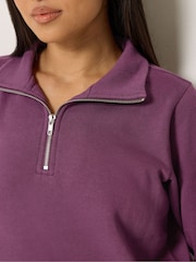 M&Co Purple Petite Sweat Top & Cuffed Leg Joggers Set - Image 4 of 5