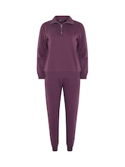 M&Co Purple Petite Sweat Top & Cuffed Leg Joggers Set - Image 5 of 5