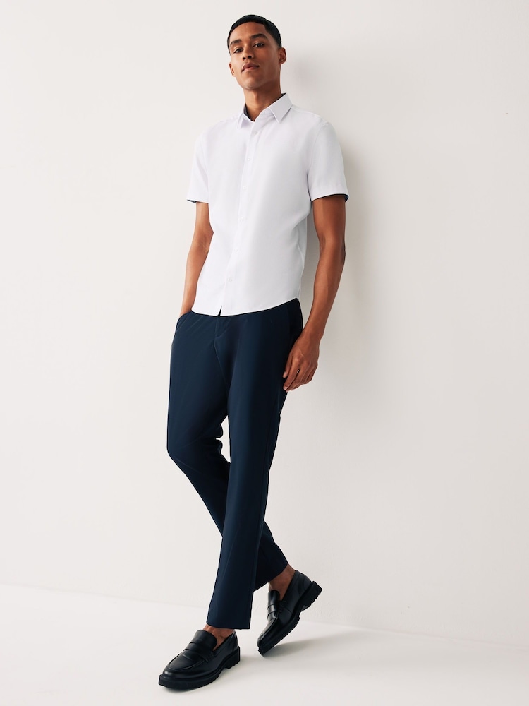 White Trimmed Formal Short Sleeve Shirt - Image 2 of 8 White Trimmed Formal Short Sleeve Shirt - Image 2 of 8