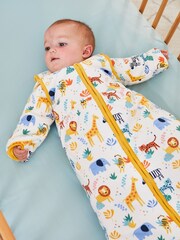 JoJo Maman Bébé White Safari 3.5 Tog Baby Sleeping Bag - Image 1 of 6