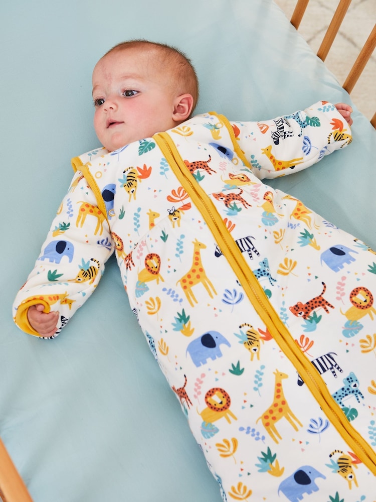 JoJo Maman Bébé White Safari 3.5 Tog Baby Sleeping Bag - Image 1 of 6