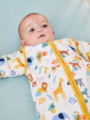 JoJo Maman Bébé White Safari 3.5 Tog Baby Sleeping Bag - Image 3 of 6