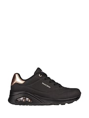 Skechers Black Light Black Golden Womens Standard Fit Uno Trainers - Image 1 of 5