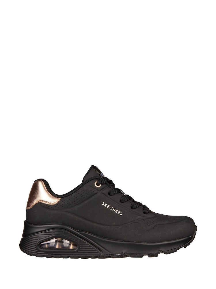Skechers Black Light Black Golden Womens Standard Fit Uno Trainers - Image 1 of 5