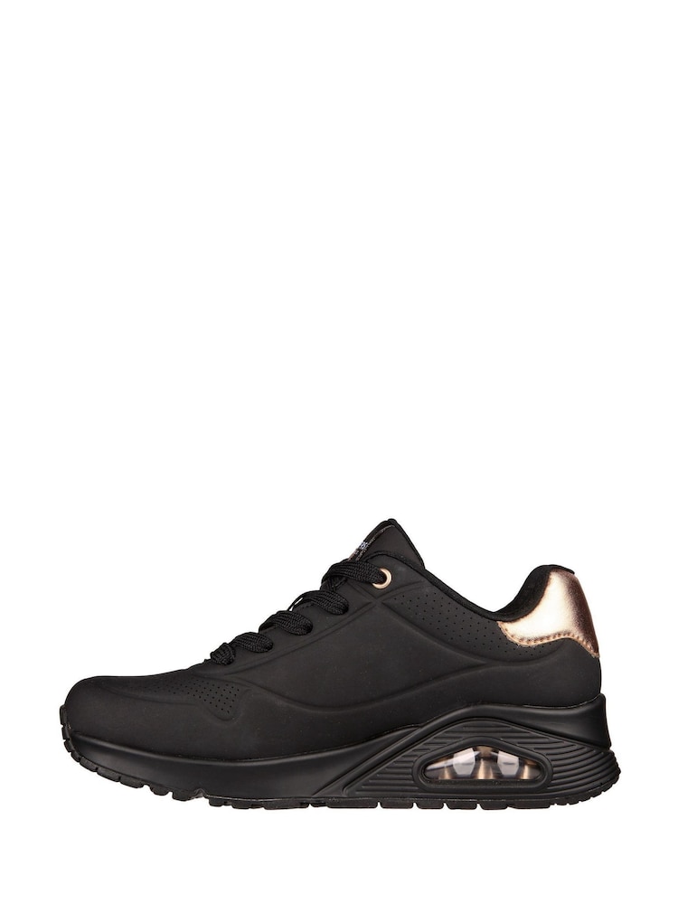 Skechers Black Light Black Golden Womens Standard Fit Uno Trainers - Image 2 of 5
