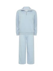 Blu - M&Co Petite Set felpa e pantaloni joggers a gamba larga - Immagine 5 di 5