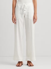 Lauren Ralph Lauren White Jovon 100% Linen Wide-Leg Trousers - Image 1 of 6