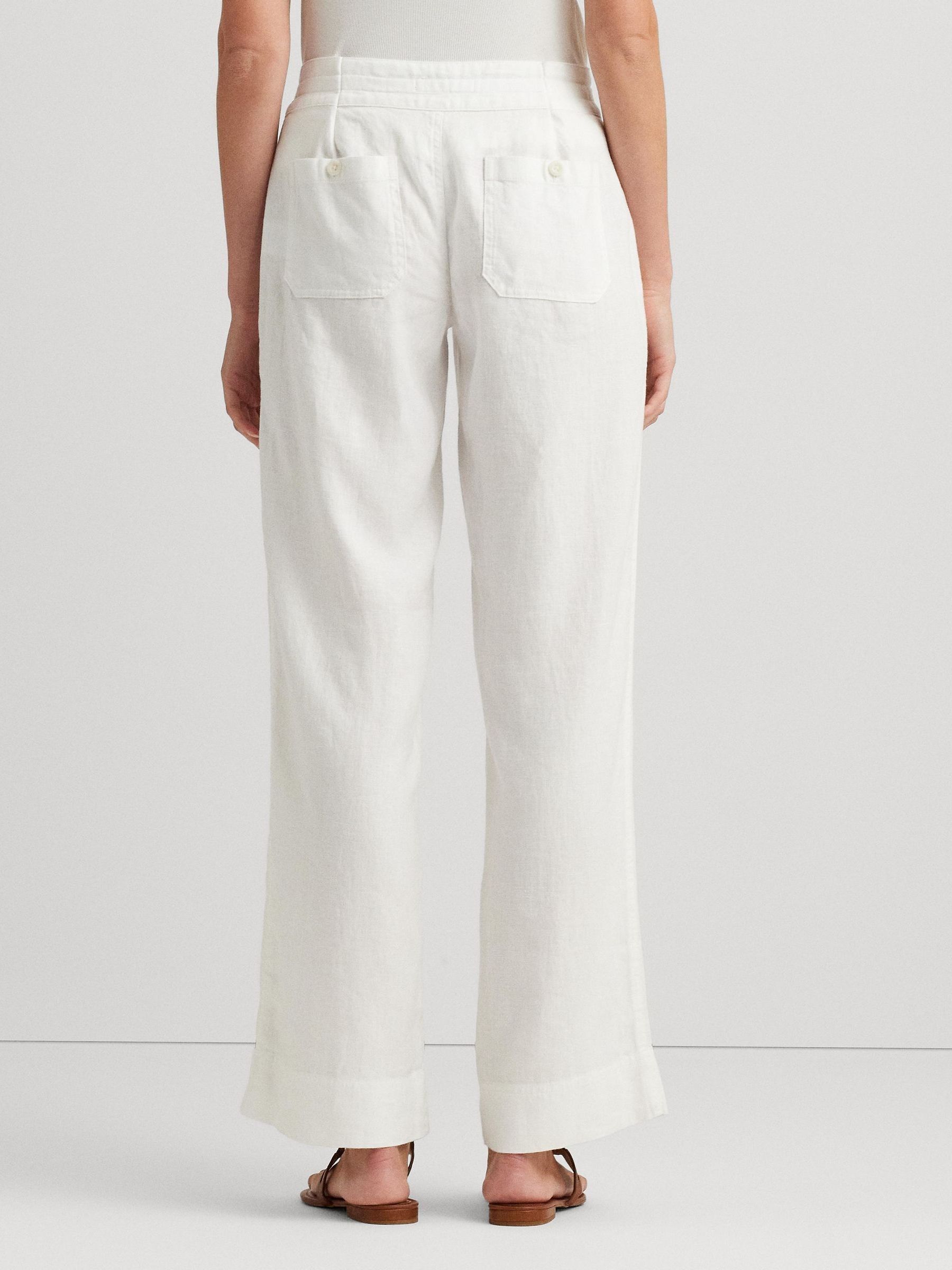 White Lauren Ralph Lauren White Jovon 100 Linen Wide Leg Trousers