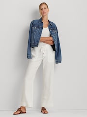 Lauren Ralph Lauren White Jovon 100% Linen Wide-Leg Trousers - Image 3 of 6
