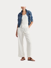 Lauren Ralph Lauren White Jovon 100% Linen Wide-Leg Trousers - Image 4 of 6