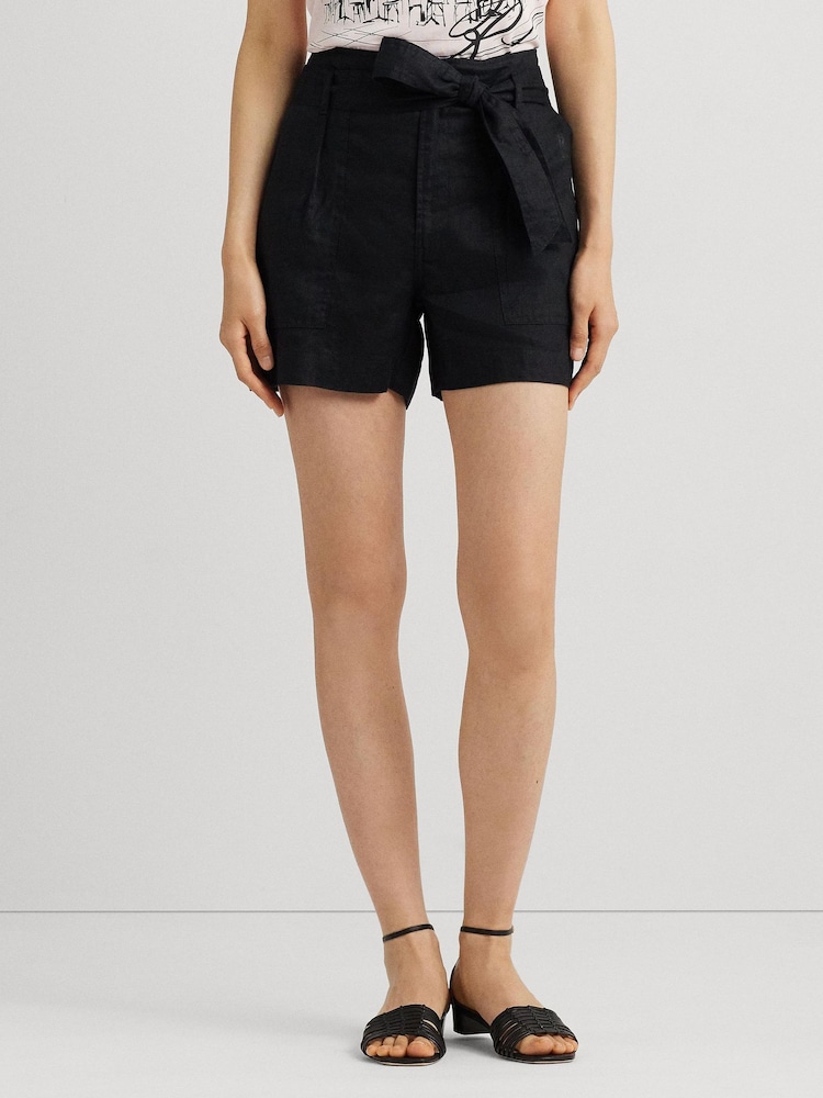 Lauren Ralph Lauren Davian Belted Linen Shorts - Image 1 of 5