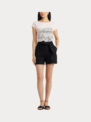 Lauren Ralph Lauren Davian Belted Linen Shorts - Image 3 of 5