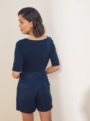 Lauren Ralph Lauren Davian Belted Linen Shorts - Image 3 of 4