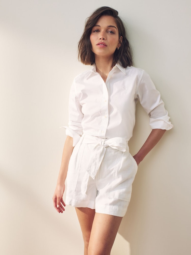 Lauren Ralph Lauren Davian Belted Linen Shorts - Image 1 of 5