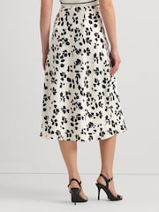Lauren Ralph Lauren Cream Sharae Floral Leaf Print Charmeuse Midi Skirt - Image 2 of 6