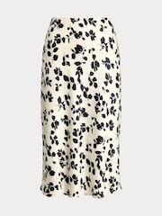 Lauren Ralph Lauren Cream Sharae Floral Leaf Print Charmeuse Midi Skirt - Image 6 of 6