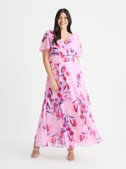 Scarlett & Jo Light Pink Floral Isabelle Angel Sleeve Maxi Dress - Image 1 of 4