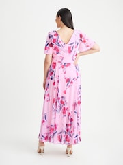 Scarlett & Jo Light Pink Floral Isabelle Angel Sleeve Maxi Dress - Image 2 of 4