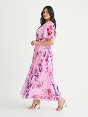 Scarlett & Jo Light Pink Floral Isabelle Angel Sleeve Maxi Dress - Image 3 of 4