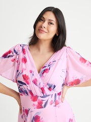 Scarlett & Jo Light Pink Floral Isabelle Angel Sleeve Maxi Dress - Image 4 of 4