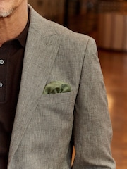 Taupe Tailored Fit Linen Puppytooth Suit: Jacket - Image 4 of 9