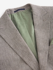 Taupe Tailored Fit Linen Puppytooth Suit: Jacket - Image 6 of 9