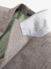Taupe Tailored Fit Linen Puppytooth Suit: Jacket - Image 7 of 9