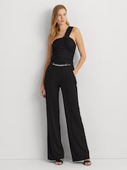 Lauren Ralph Lauren Varadan One Shoulder Rouched Black Top - Image 2 of 6