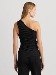 Lauren Ralph Lauren Varadan One Shoulder Rouched Black Top - Image 3 of 6