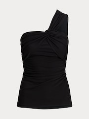 Lauren Ralph Lauren Varadan One Shoulder Rouched Black Top - Image 6 of 6