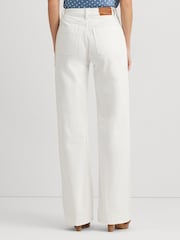 Lauren Ralph Lauren High Waisted 100% Cotton Wide Leg White Jeans - Image 2 of 7