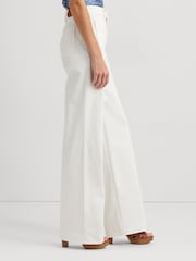 Lauren Ralph Lauren High Waisted 100% Cotton Wide Leg White Jeans - Image 3 of 7